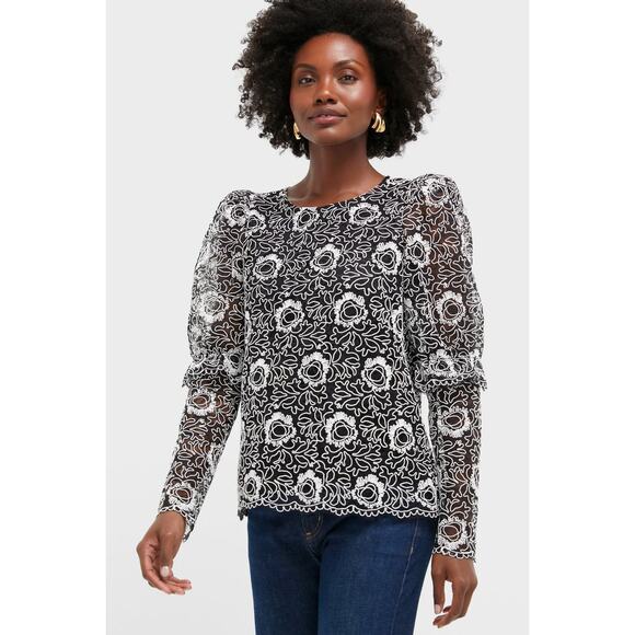 TUCKERNUCK Black Lace Baldwin Blouse Size L NWT Retail $198 Tuckernuck - Picture 1 of 8